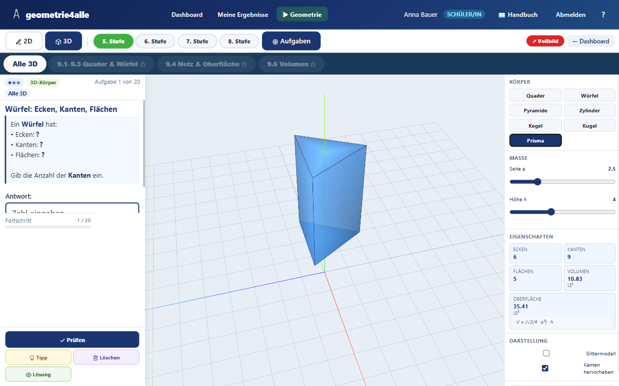 Geometrie-Werkstatt Vorschau mit 3D-Koerper